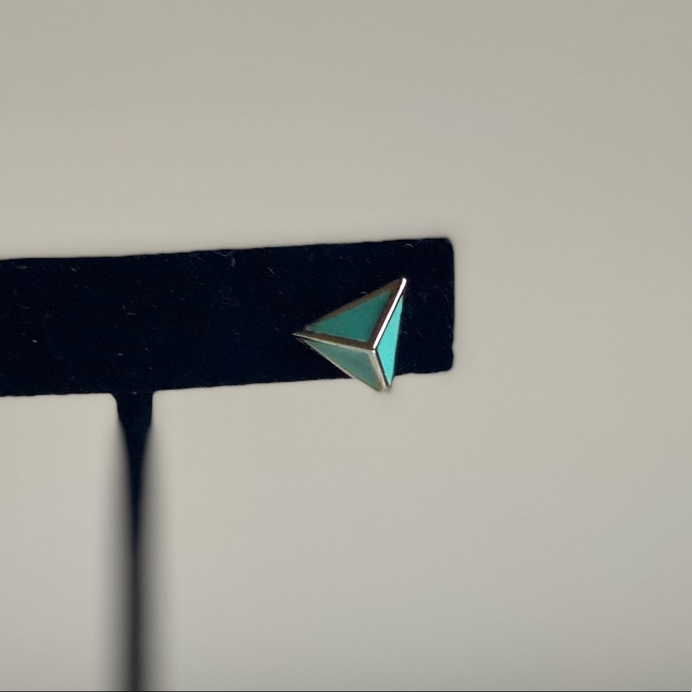 Turquoise Enamel Geometric Statement Stud Earrings - image 4